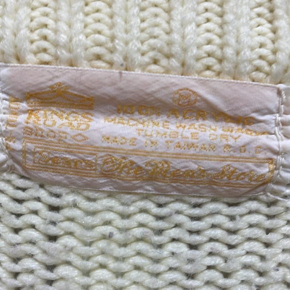 The Men's Store Kings Road Sears unisex Cream Cable vintage Knit Sweater M - Picture 5 of 6